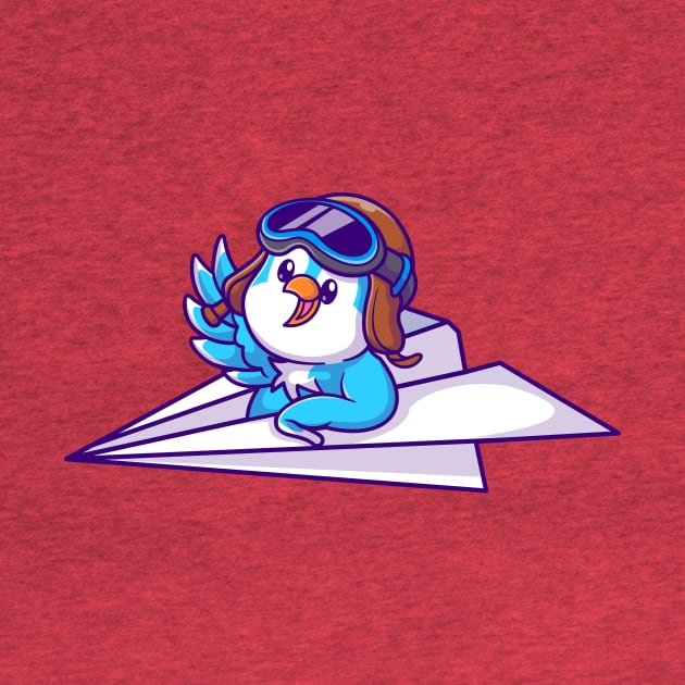 Cute Bird Riding Paper Airplane Cartoon by Catalyst Labs